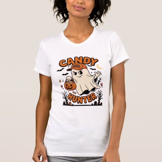 Candy Hunter Halloween Ghost Pumpkin Bucket_1 T-Shirt (Front)