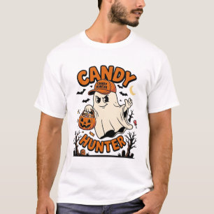 Candy Hunter Halloween Ghost Pumpkin Bucket_1 T-Shirt