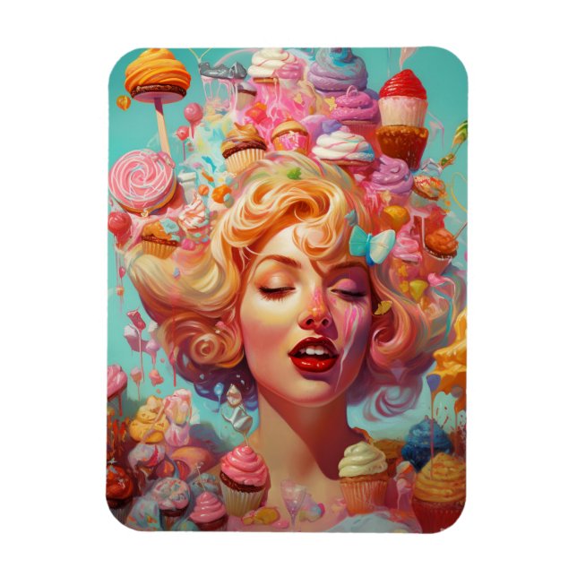 Candy Ice Cream Girl Surreal Fantasy Art Magnet (Vertical)