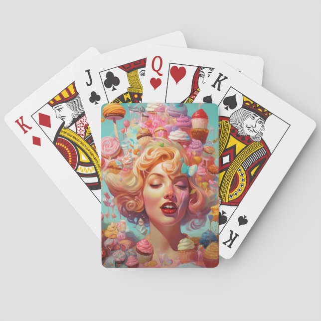 Candy Ice Cream Girl Surreal Fantasy Art Playing Cards (Back)