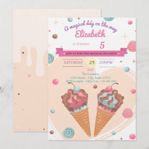 Candy Ice Creams Birthday Invitation