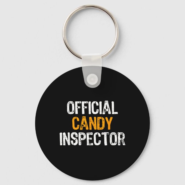 Candy Inspector Halloween Funny Key Ring (Front)