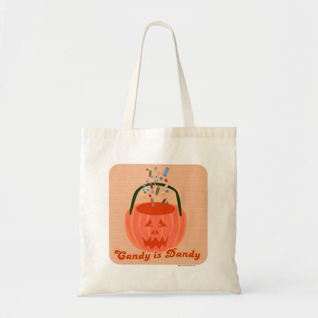 Candy is Dandy Spooky Halloween Cartoon Slogan Tote Bag (Front)