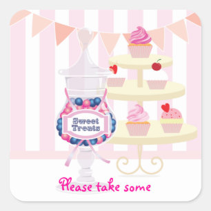 Candy Jar and Cupcakes Favor Sticker