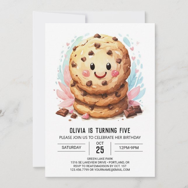 Candy Kids Modern Cookies Birthday Invitation (Front)