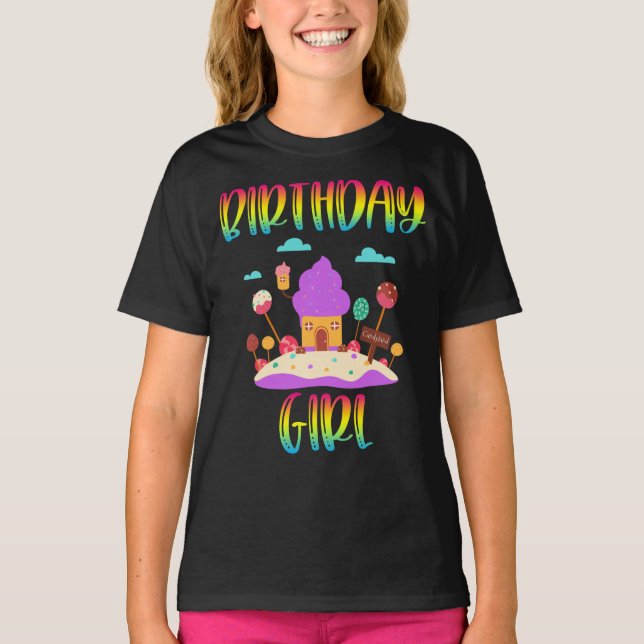 Candy Land Birthday Girl Colorful Pastel T-Shirt (Front)