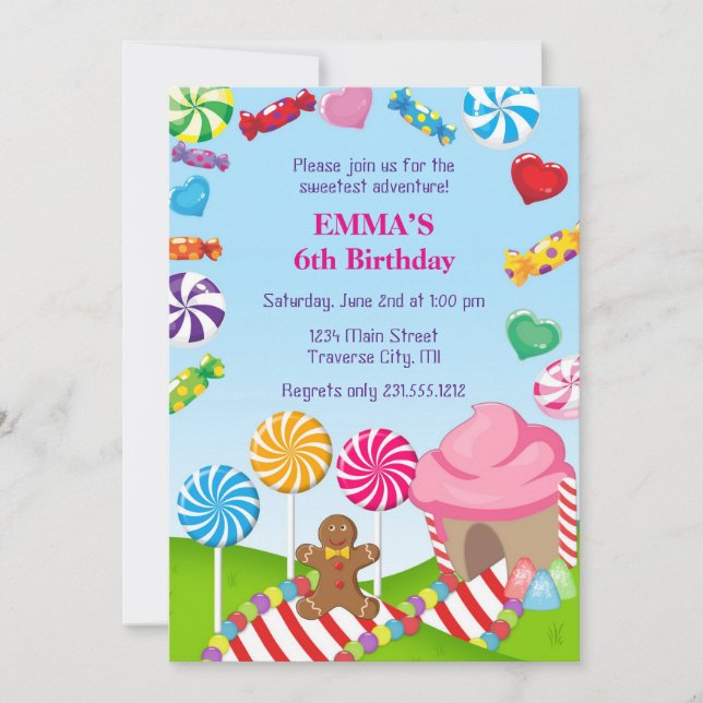 Candy Land Birthday Invitation (Front)