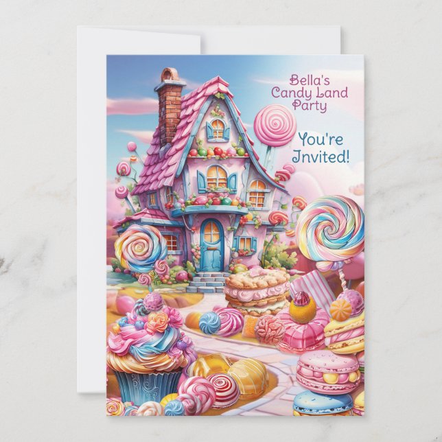 Candy Land Birthday Invitation Whimsical  (Front)