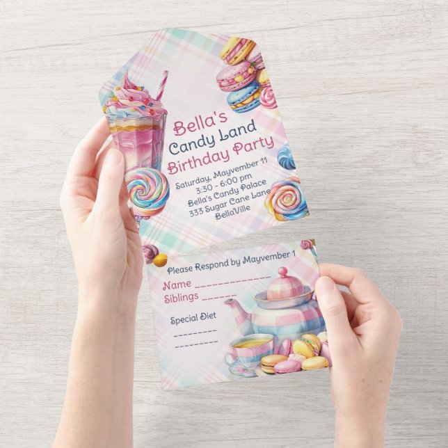 Candy Land Birthday Party Invitation Tearaway RSVP (Tearaway)