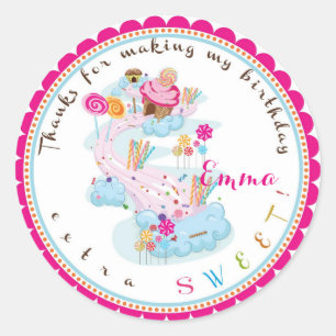 Candy land Birthday Stickers