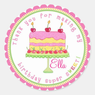 Candy Land Cake Birthday Party Favour Stickers