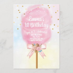 Candy Land Cotton Candy Birthday Invitation