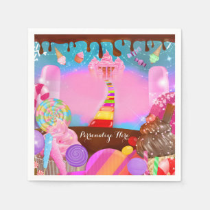 Candy Land Party Fantasy Birthday Personalised Napkin