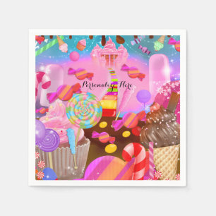 Candy Land Party Fantasy Birthday Personalised Napkin