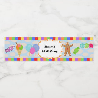 Candy Land Party Water Bottle Label
