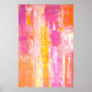 'Candy Land' Pink and Orange Abstract Art Poster