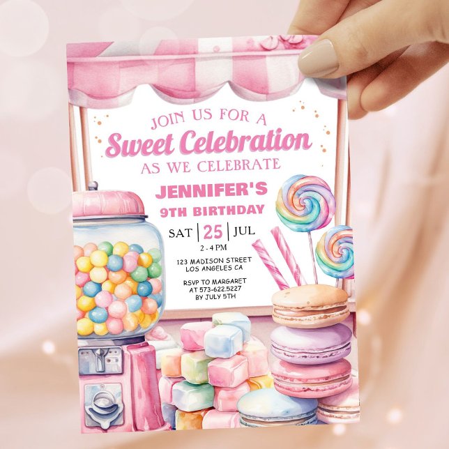 Candy Land Pink Sweet Celebration Birthday Invitation (Creator Uploaded)