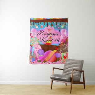 Candy Land Sweet 16 Birthday Party Backdrop Tapestry