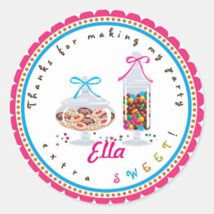 Candy Land Sweet Shop Birthday Favour Stickers