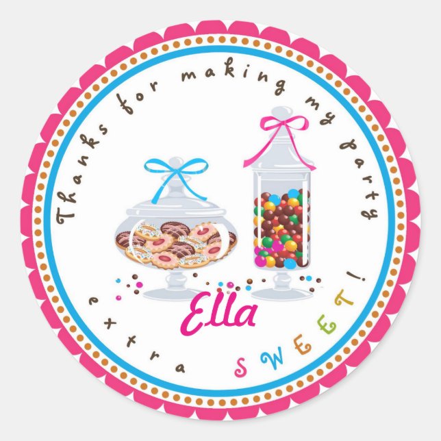 Candy Land Sweet Shop Birthday Favour Stickers (Front)