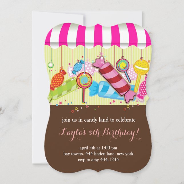 Candy land Sweet Shop Birthday Invitations (Front)