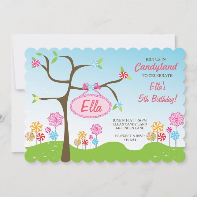 Candy Land Sweet Shop Birthday Party Invitations (Front)