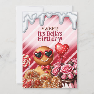 Candy Land Sweets Heart Party Invitations
