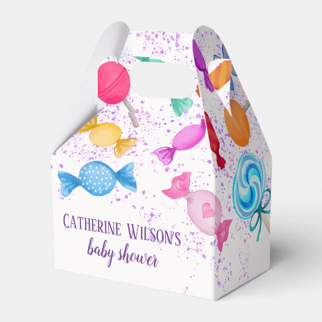 Candy Land Sweets Lollipops Rainfall Baby Shower Favour Box (Front Side)