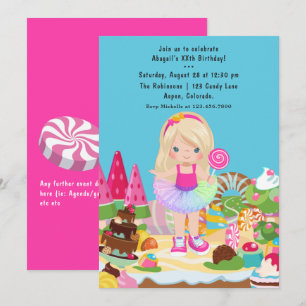 Candy Land Tutu Girl Birthday Party Invitation