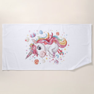 Candy Land Unicorn (1) Beach Towel