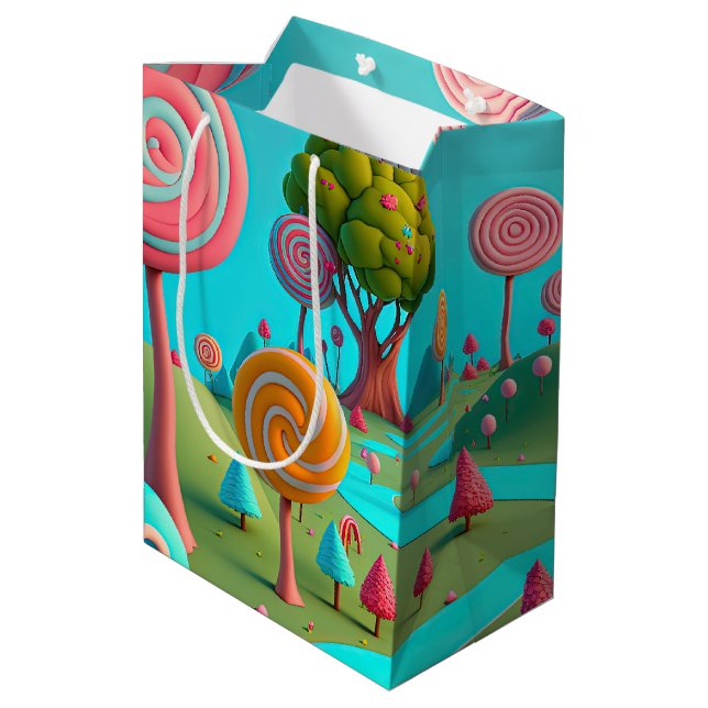 Candy Lane Lollipop Trees Gum Drop Forest Colourfu Medium Gift Bag (Back Angled)