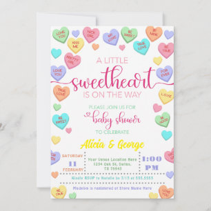 Candy Little Sweetheart is on the Way baby shower Invitation