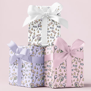 Candy & Lollipop Pattern Baby Girl Wrapping Paper Sheet