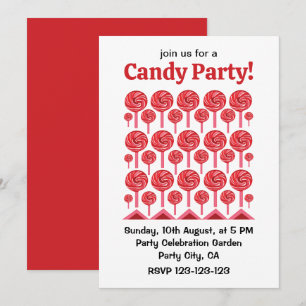 Candy Lollipop Sweet Candy Lollipop Party Invitation