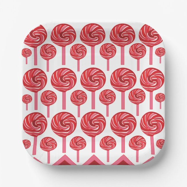 Candy Lollipop Sweet Candy Lollipop Party Paper Plate (Front)