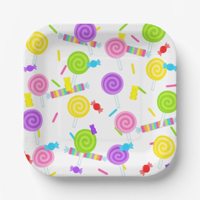 Candy Lollipop Sweet Celebration Paper Plate (Front)