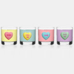 Candy Love Hearts Romantic Words Colourful Whiskey Glass<br><div class="desc">Cute candy hearts with words of love and romance.</div>