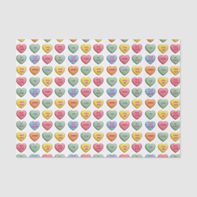 Candy Love Hearts Romantic Words Pattern Tissue Paper (Front)