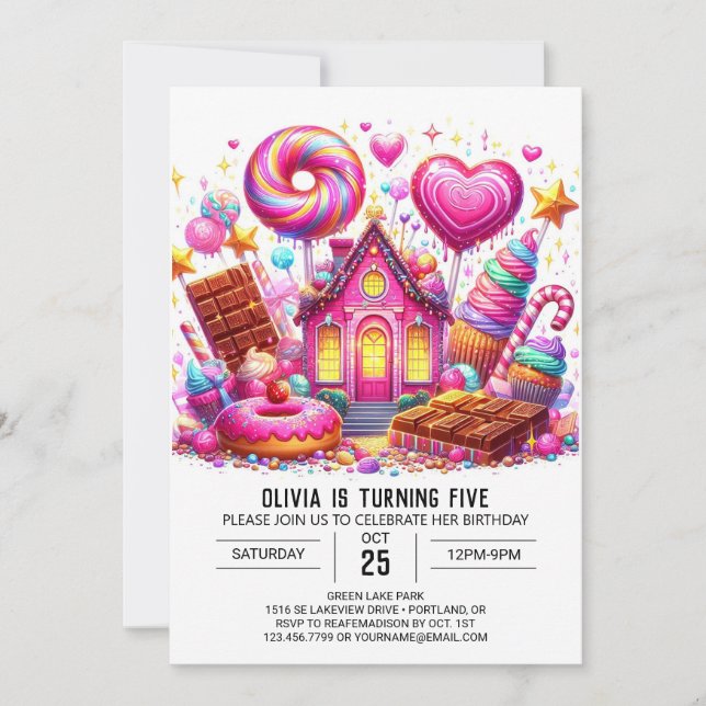 Candy Magical Candyland Digital Birthday Invitation (Front)