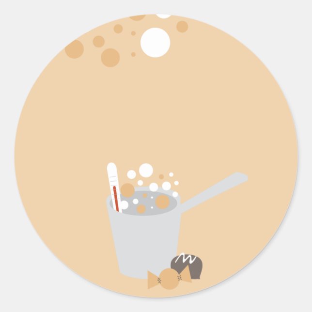 candy making boiling pot chocolate from my kitchen classic round sticker (Front)