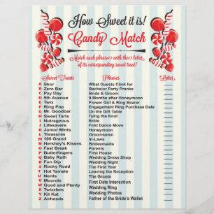 Candy Match Bridal shower game Ready to Print Flyer