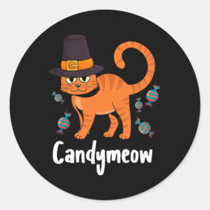 Candy-meow Thanksgiving Day Cat Kitten Lover Fall Classic Round Sticker