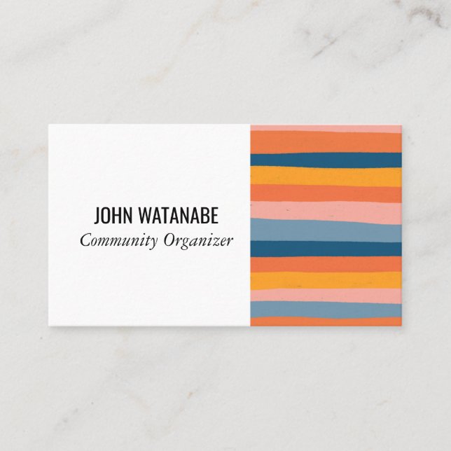 Candy Minimalist Stripes Handmade Business Card (Front)