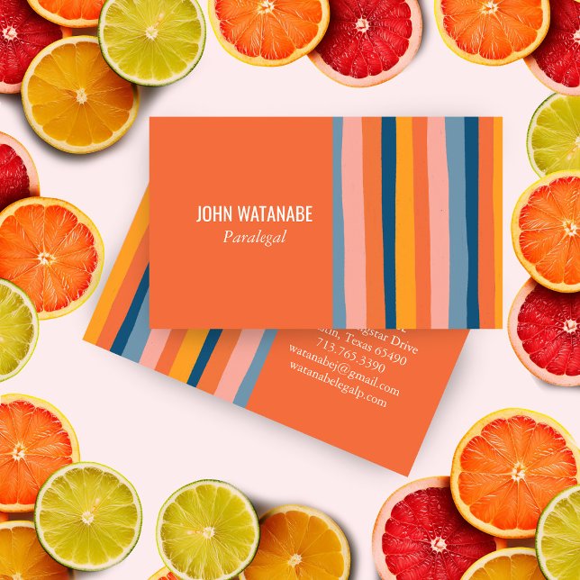 Candy Minimalist Stripes Handmade Orange Business Card (Candy Minimalist Stripes Handmade Orange Custom Bold Business Card
)