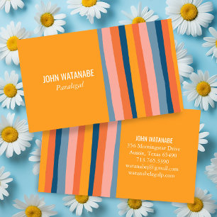 Candy Minimalist Stripes Handmade Orange Business Card