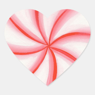 Candy Mint Swirl Heart Shaped Stickers