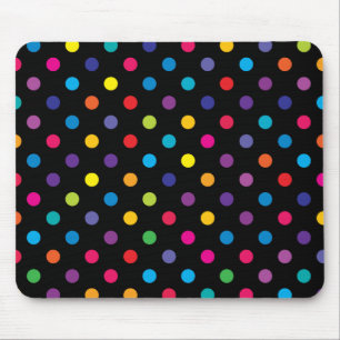 Candy on Black Polka Dot Mouse Mat