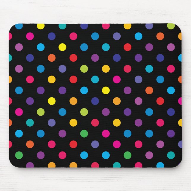 Candy on Black Polka Dot Mouse Mat (Front)