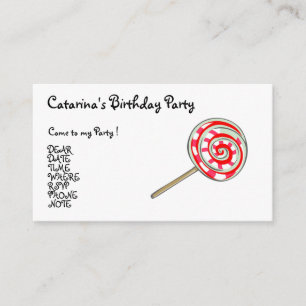 Candy  Party- Customised Enclosure Card