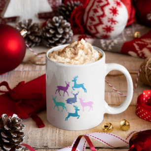 Candy Pastel Reindeer Christmas Large Coffee Mug